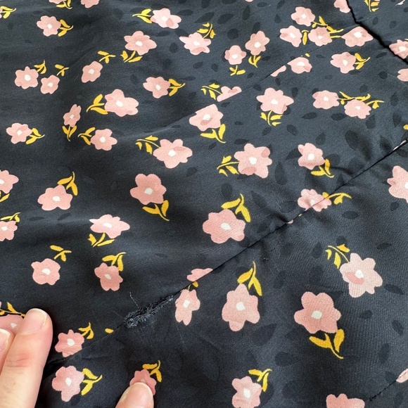 Self-Portrait Black Floral Sleeveless V-Neck Dress Button Ruffle Twist - US 2 - Picture 10 of 12